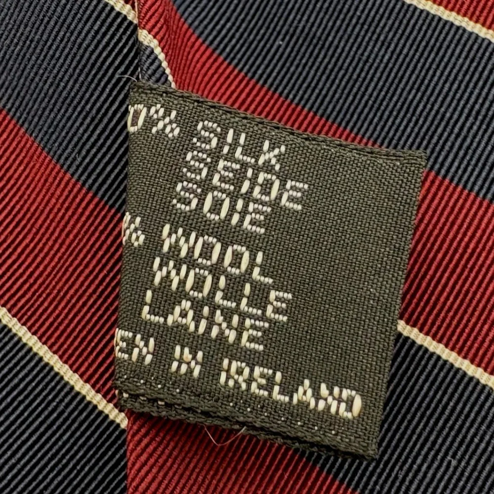 Vtg Brooks Brothers Irish Poplin Silk Wool Tie Regimental Stripe Ivy League Prep